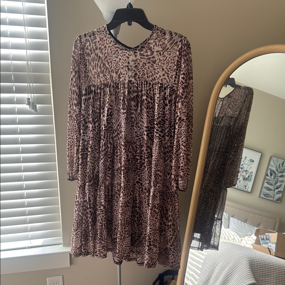 Leopard Print Long Sleeve Dress